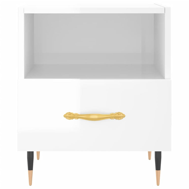 Nachtkastje 40x35x47,5 cm bewerkt hout hoogglans wit MeubelReus