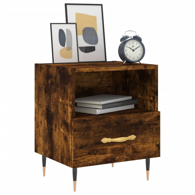 Nachtkastjes 2 st 40x35x47,5 cm bewerkt hout gerookt eikenkleur MeubelReus