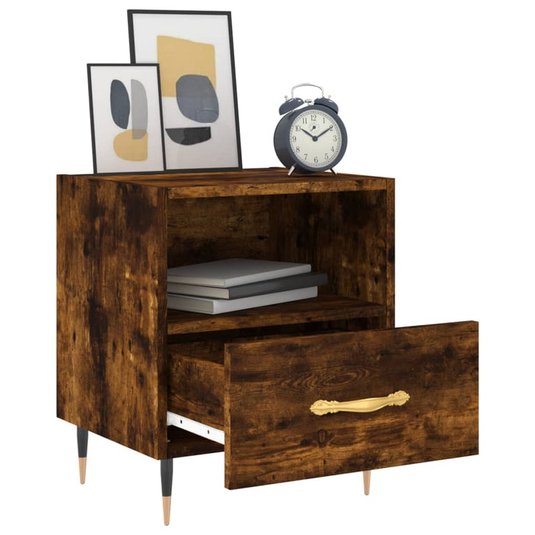 Nachtkastjes 2 st 40x35x47,5 cm bewerkt hout gerookt eikenkleur MeubelReus