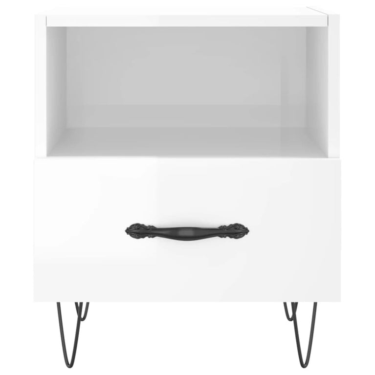 Nachtkastje 40x35x47,5 cm bewerkt hout hoogglans wit MeubelReus