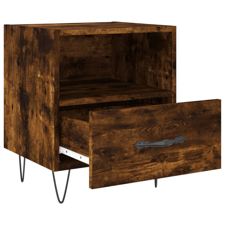 Nachtkastje 40x35x47,5 cm bewerkt hout gerookt eikenkleurig MeubelReus