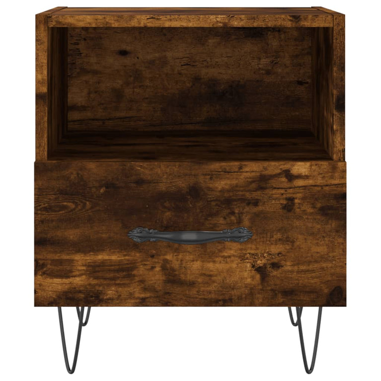 Nachtkastje 40x35x47,5 cm bewerkt hout gerookt eikenkleurig MeubelReus