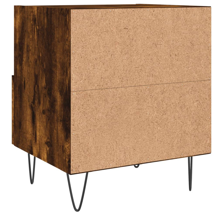 Nachtkastje 40x35x47,5 cm bewerkt hout gerookt eikenkleurig MeubelReus