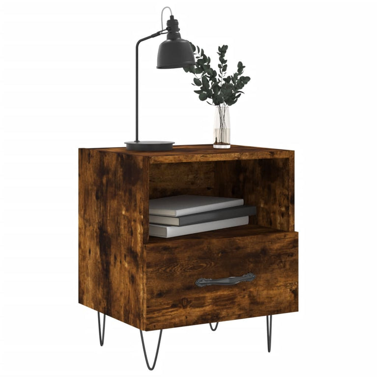 Nachtkastjes 2 st 40x35x47,5 cm bewerkt hout gerookt eikenkleur MeubelReus