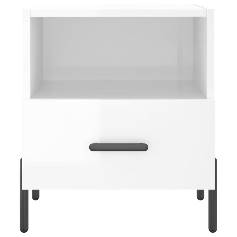 Nachtkastje 40x35x47,5 cm bewerkt hout hoogglans wit MeubelReus