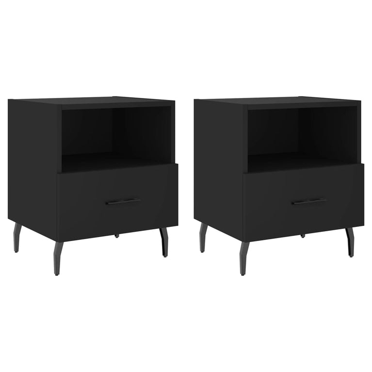 Nachtkastjes 2 st 40x35x47,5 cm bewerkt hout zwart MeubelReus
