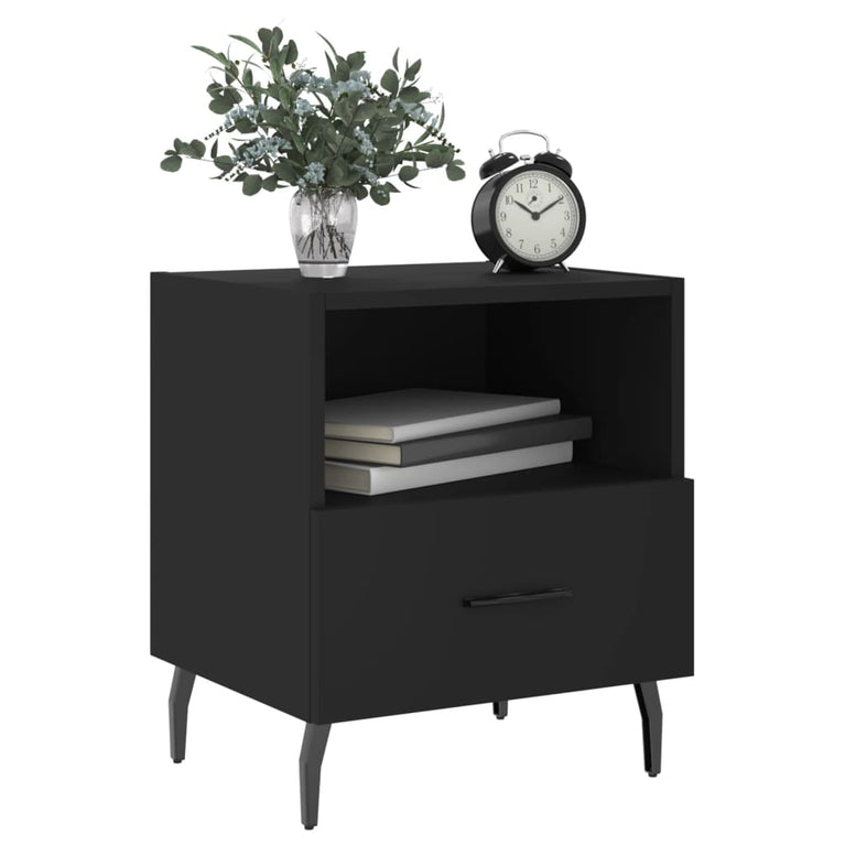 Nachtkastjes 2 st 40x35x47,5 cm bewerkt hout zwart MeubelReus