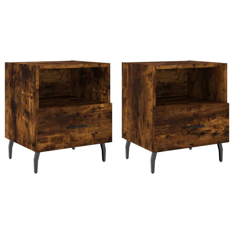 Nachtkastjes 2 st 40x35x47,5 cm bewerkt hout gerookt eikenkleur MeubelReus