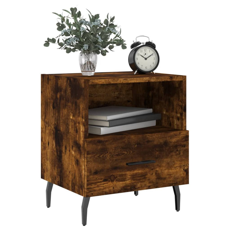 Nachtkastjes 2 st 40x35x47,5 cm bewerkt hout gerookt eikenkleur MeubelReus