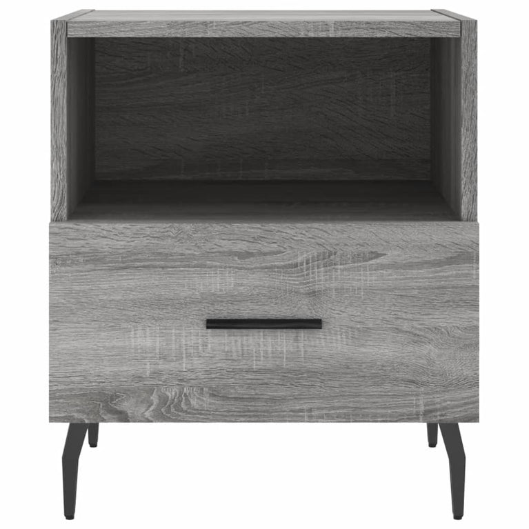 Nachtkastje 40x35x47,5 cm bewerkt hout grijs sonoma eikenkleur MeubelReus