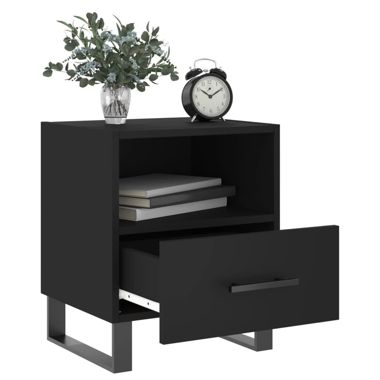 Nachtkastjes 2 st 40x35x47,5 cm bewerkt hout zwart MeubelReus