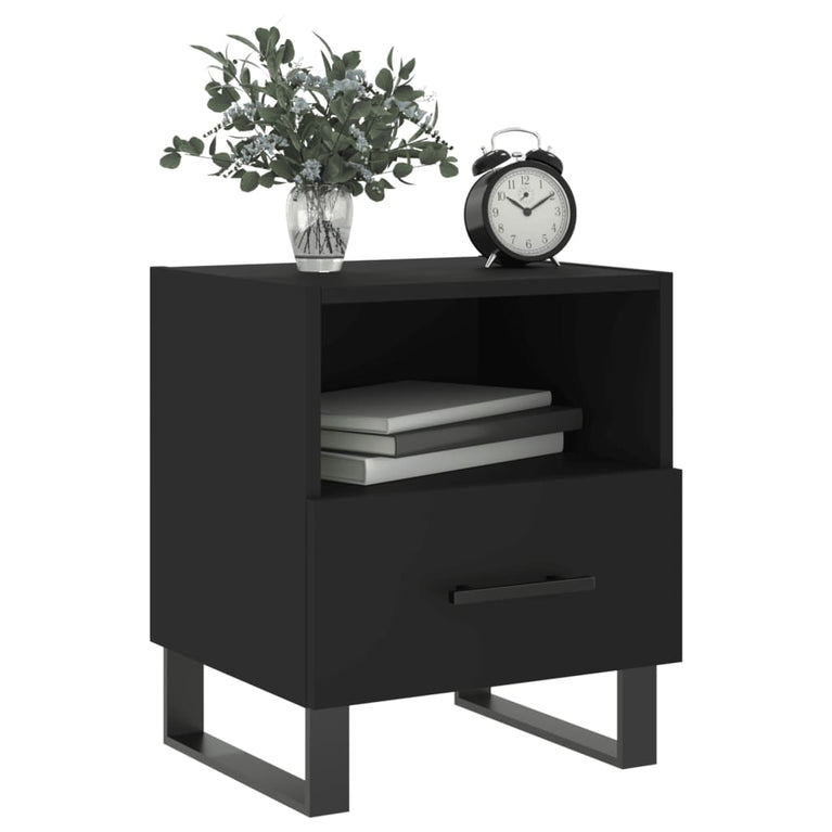 Nachtkastjes 2 st 40x35x47,5 cm bewerkt hout zwart MeubelReus