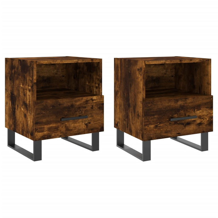 Nachtkastjes 2 st 40x35x47,5 cm bewerkt hout gerookt eikenkleur MeubelReus
