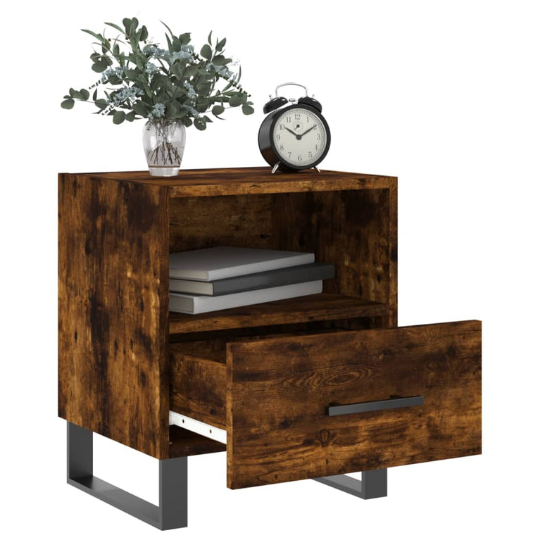 Nachtkastjes 2 st 40x35x47,5 cm bewerkt hout gerookt eikenkleur MeubelReus