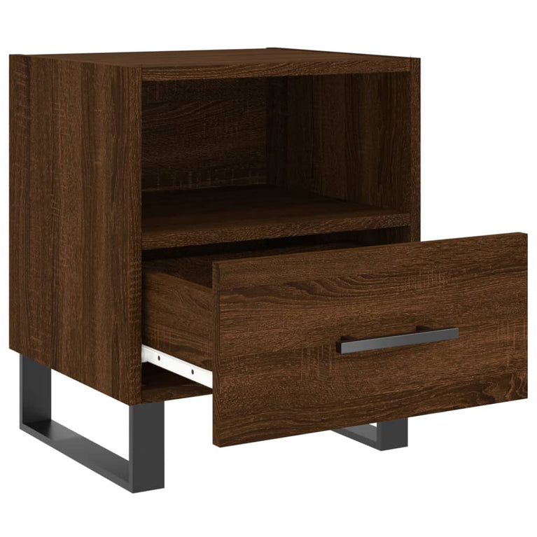 Nachtkastje 40x35x47,5 cm bewerkt hout bruin eikenkleur MeubelReus