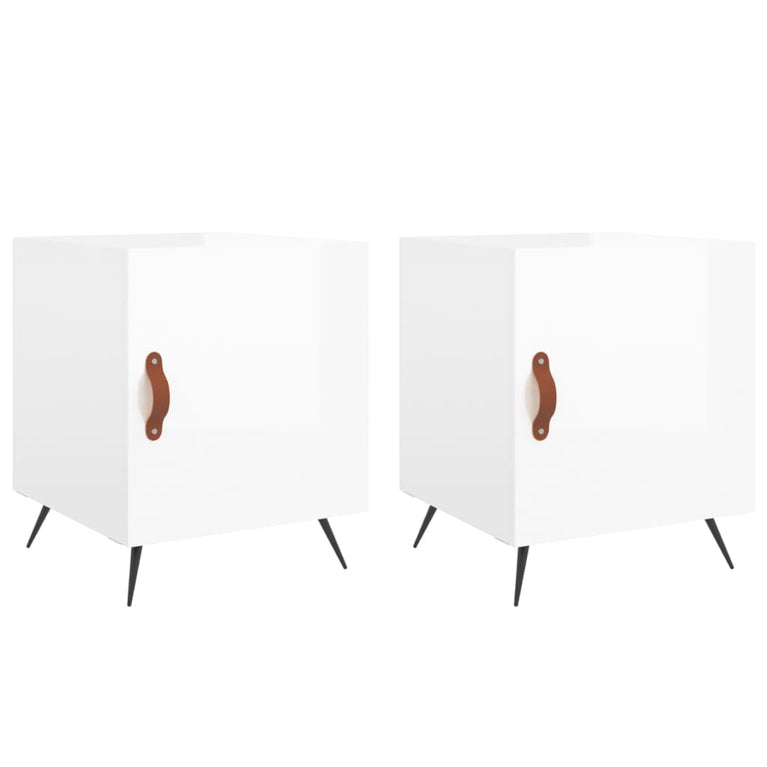 Nachtkastjes 2 st 40x40x50 cm bewerkt hout hoogglans wit MeubelReus