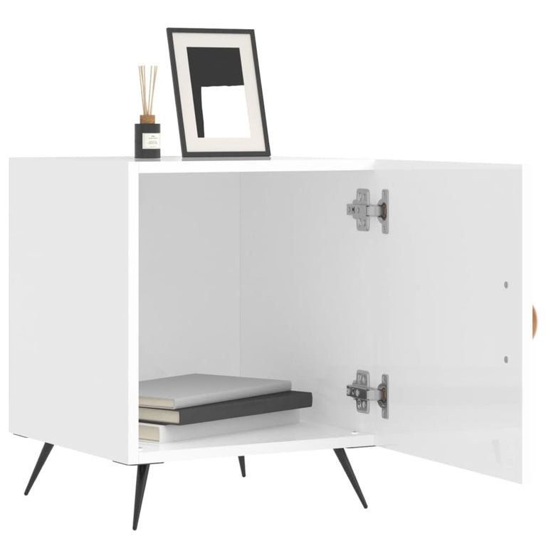 Nachtkastjes 2 st 40x40x50 cm bewerkt hout hoogglans wit MeubelReus