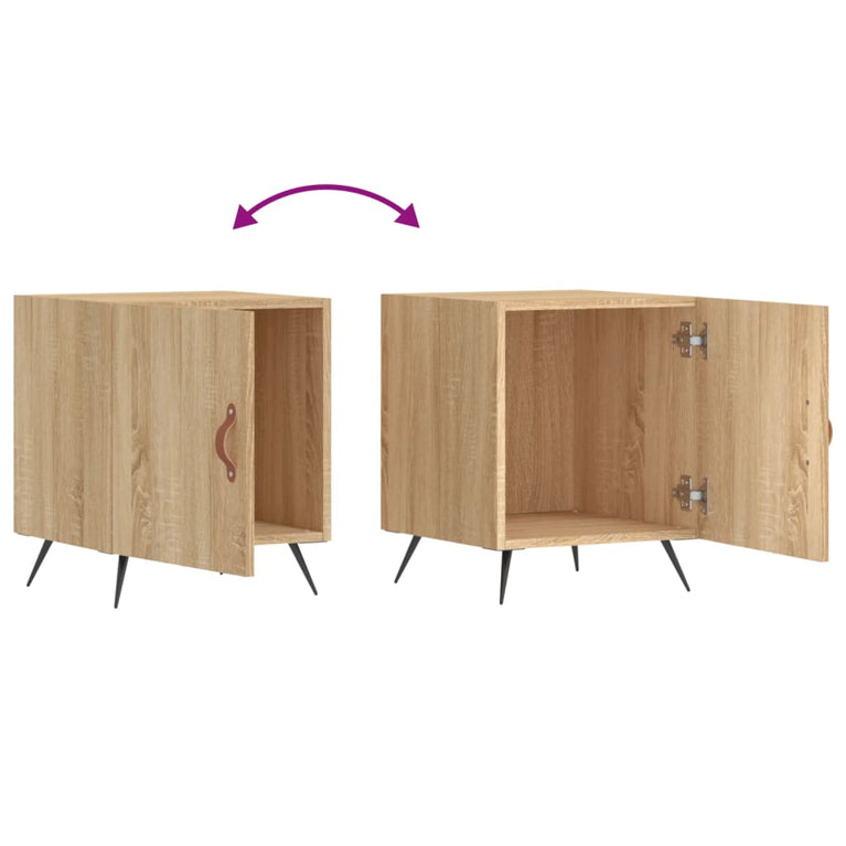 Nachtkastjes 2 st 40x40x50 cm bewerkt hout sonoma eikenkleurig MeubelReus