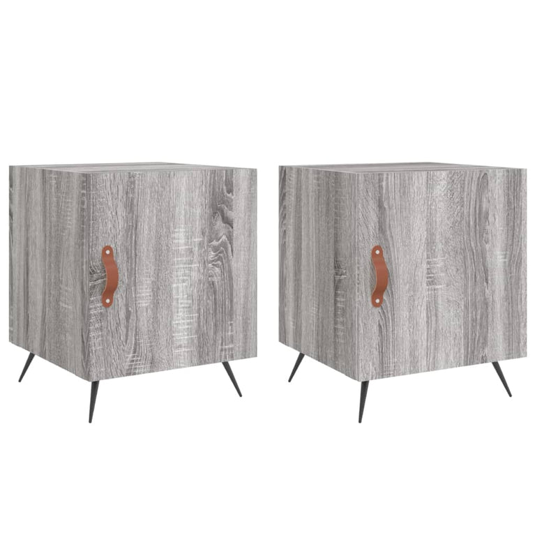 Nachtkastjes 2 st 40x40x50 cm bewerkt hout grijs sonoma eiken MeubelReus
