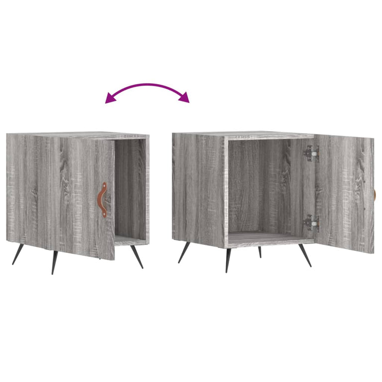Nachtkastjes 2 st 40x40x50 cm bewerkt hout grijs sonoma eiken MeubelReus