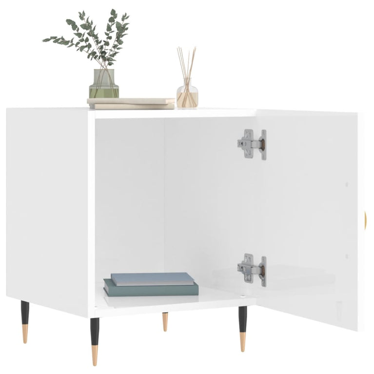 Nachtkastjes 2 st 40x40x50 cm bewerkt hout hoogglans wit MeubelReus
