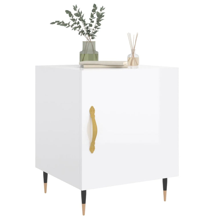 Nachtkastjes 2 st 40x40x50 cm bewerkt hout hoogglans wit MeubelReus