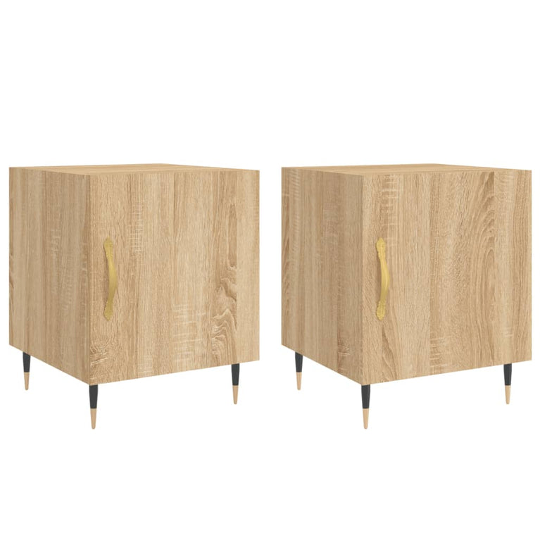 Nachtkastjes 2 st 40x40x50 cm bewerkt hout sonoma eikenkleurig MeubelReus
