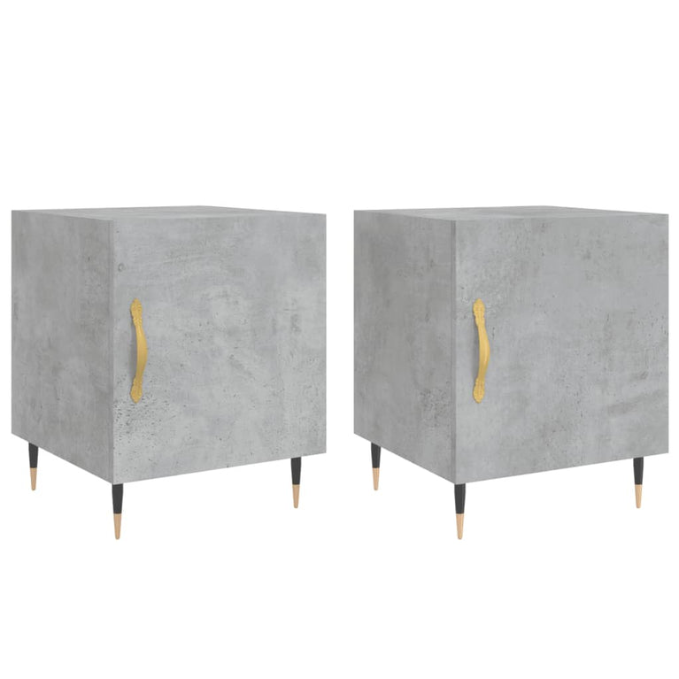 Nachtkastjes 2 st 40x40x50 cm bewerkt hout betongrijs MeubelReus