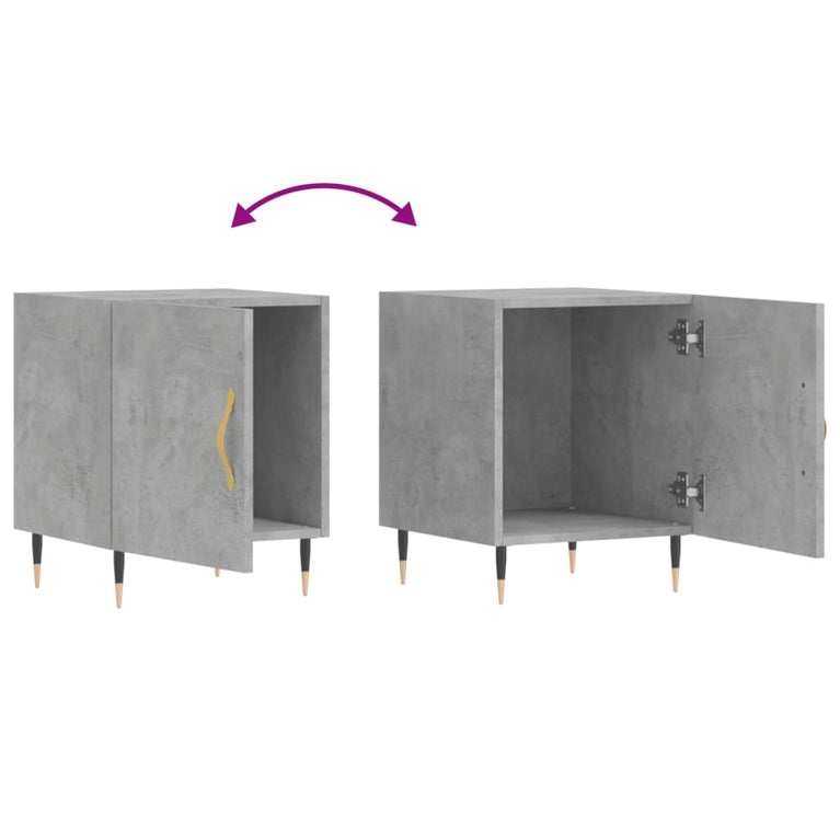 Nachtkastjes 2 st 40x40x50 cm bewerkt hout betongrijs MeubelReus