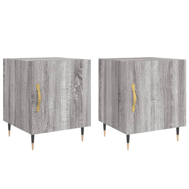 Nachtkastjes 2 st 40x40x50 cm bewerkt hout grijs sonoma eiken MeubelReus