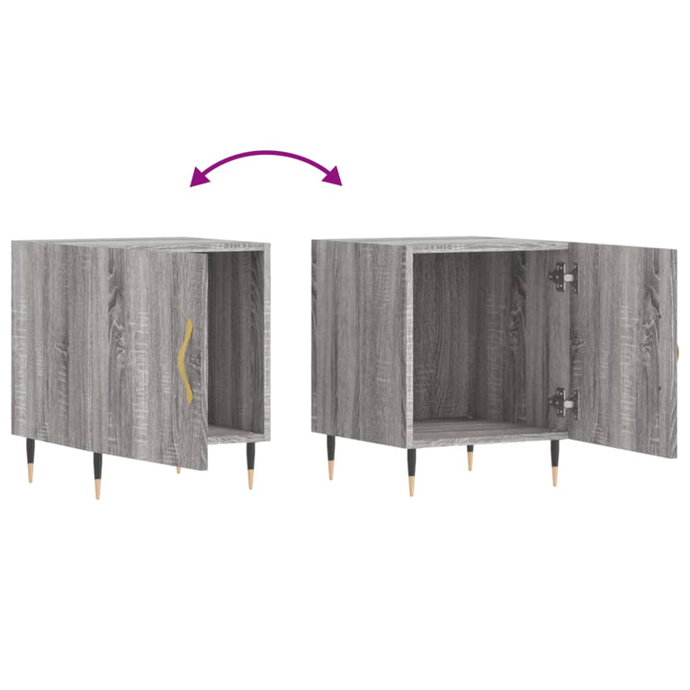 Nachtkastjes 2 st 40x40x50 cm bewerkt hout grijs sonoma eiken MeubelReus