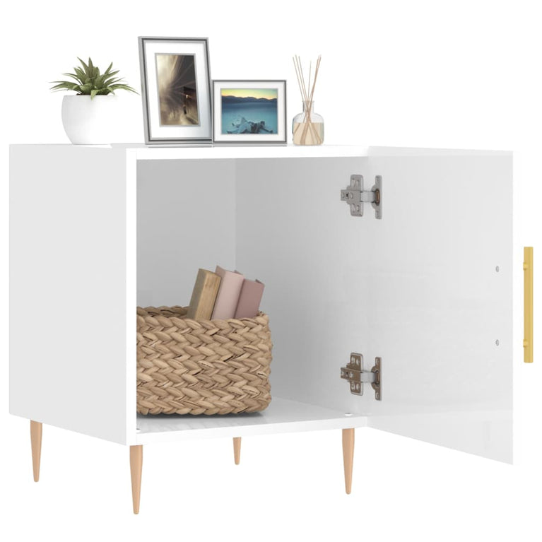 Nachtkastjes 2 st 40x40x50 cm bewerkt hout hoogglans wit MeubelReus
