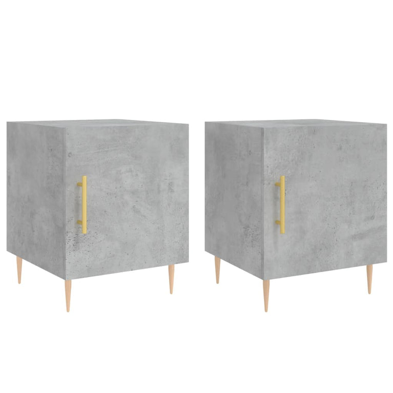 Nachtkastjes 2 st 40x40x50 cm bewerkt hout betongrijs MeubelReus