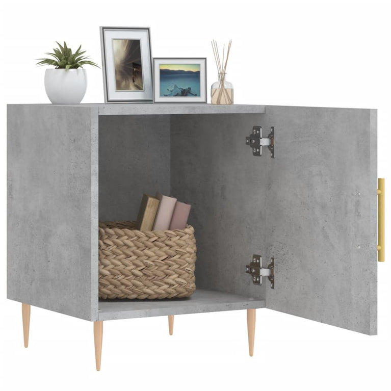 Nachtkastjes 2 st 40x40x50 cm bewerkt hout betongrijs MeubelReus