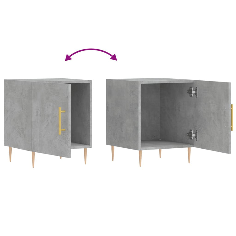 Nachtkastjes 2 st 40x40x50 cm bewerkt hout betongrijs MeubelReus