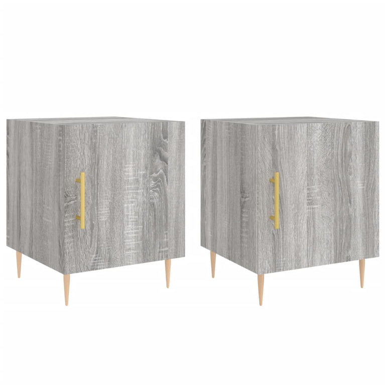 Nachtkastjes 2 st 40x40x50 cm bewerkt hout grijs sonoma eiken MeubelReus