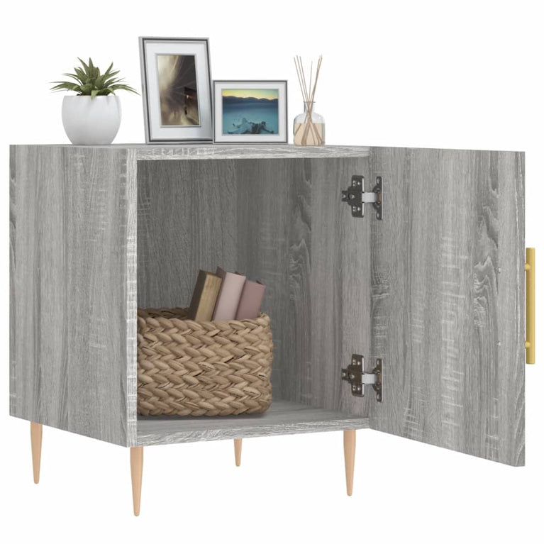 Nachtkastjes 2 st 40x40x50 cm bewerkt hout grijs sonoma eiken MeubelReus