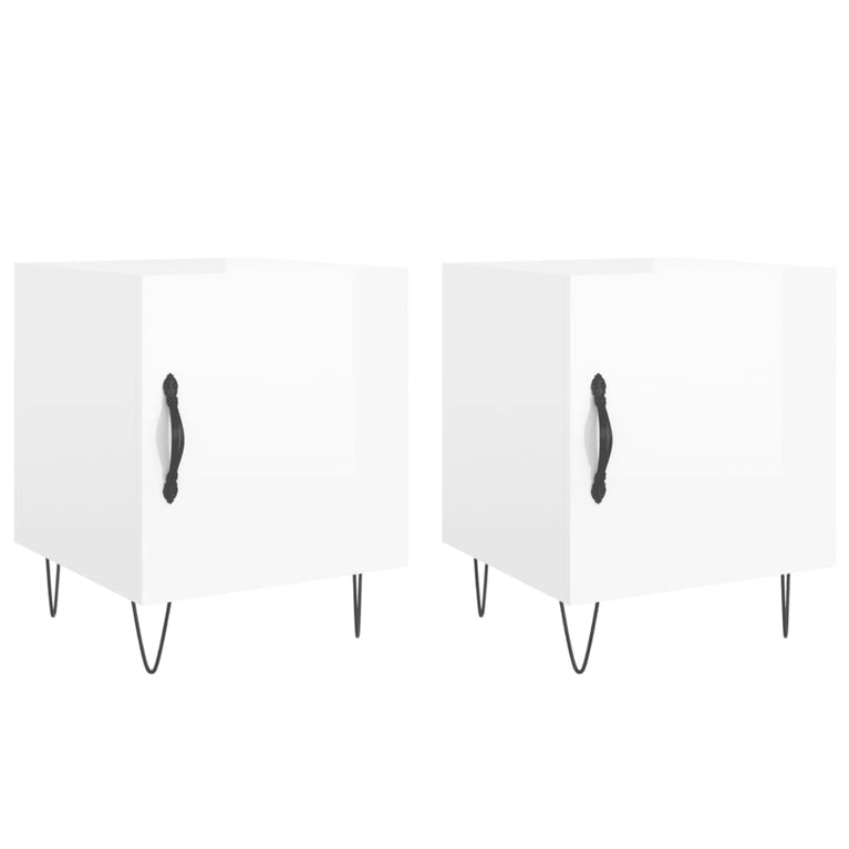 Nachtkastjes 2 st 40x40x50 cm bewerkt hout hoogglans wit MeubelReus