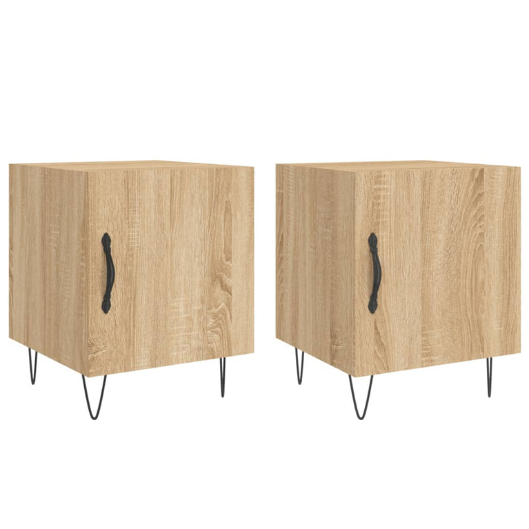 Nachtkastjes 2 st 40x40x50 cm bewerkt hout sonoma eikenkleurig MeubelReus