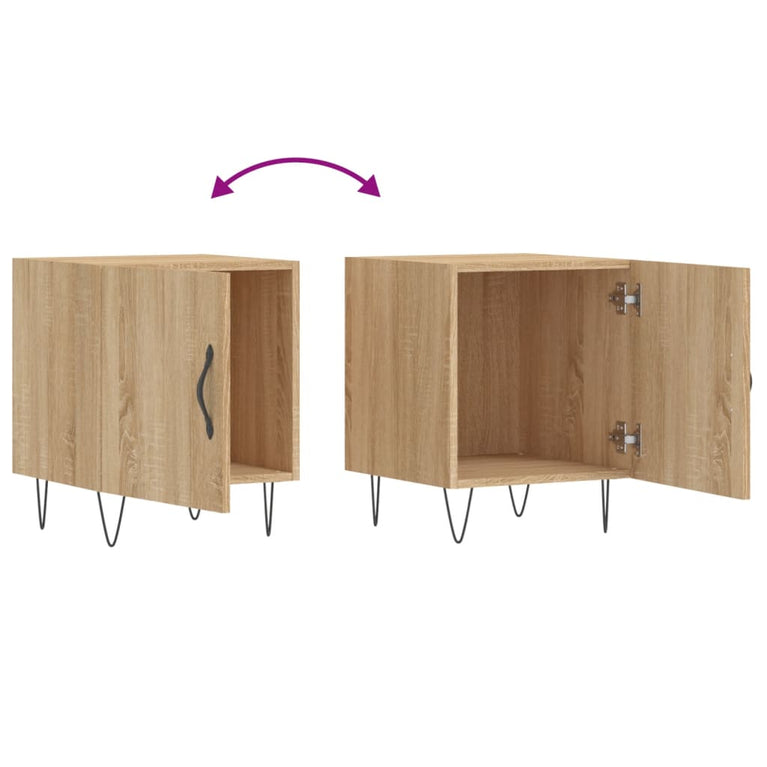 Nachtkastjes 2 st 40x40x50 cm bewerkt hout sonoma eikenkleurig MeubelReus
