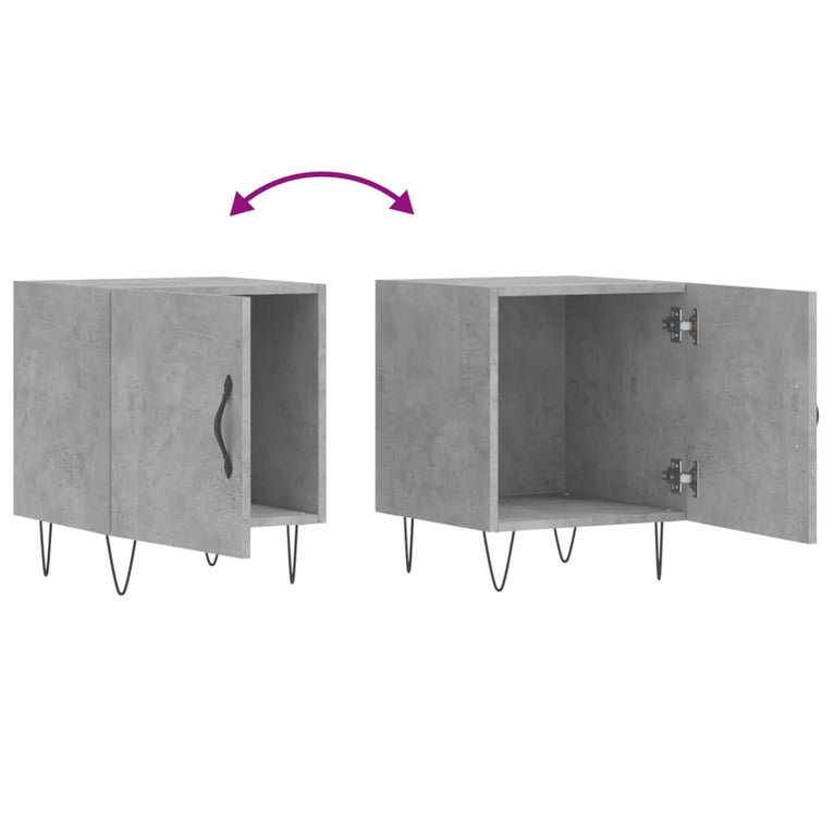 Nachtkastjes 2 st 40x40x50 cm bewerkt hout betongrijs MeubelReus