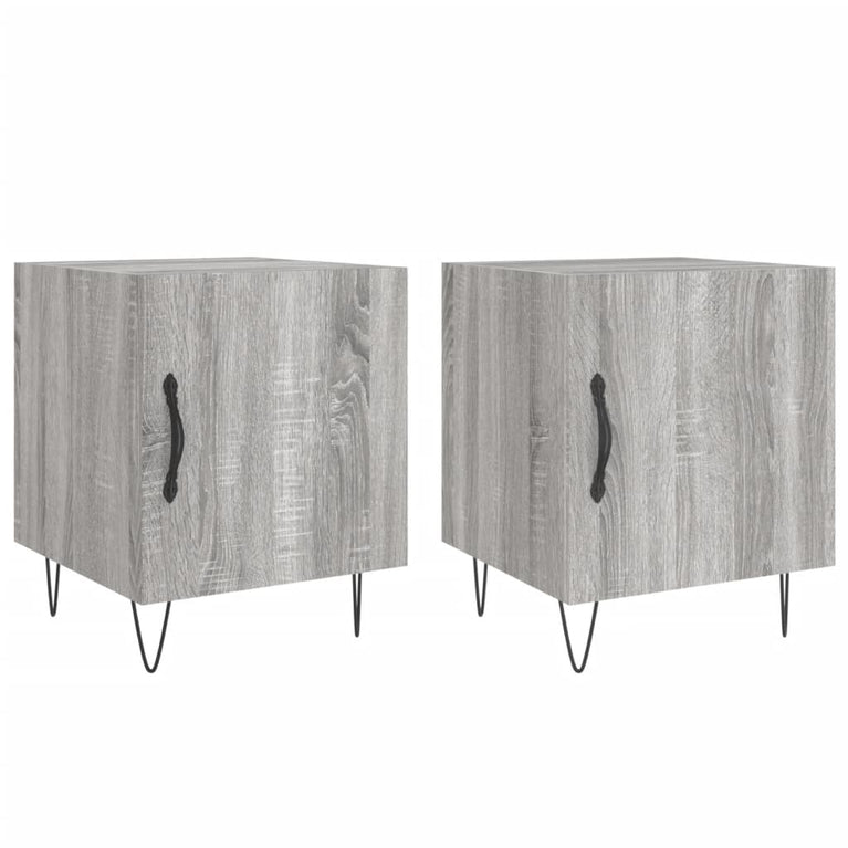 Nachtkastjes 2 st 40x40x50 cm bewerkt hout grijs sonoma eiken MeubelReus