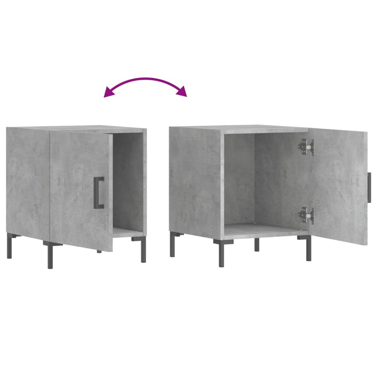 Nachtkastjes 2 st 40x40x50 cm bewerkt hout betongrijs MeubelReus
