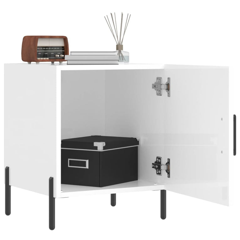 Nachtkastjes 2 st 40x40x50 cm bewerkt hout hoogglans wit MeubelReus