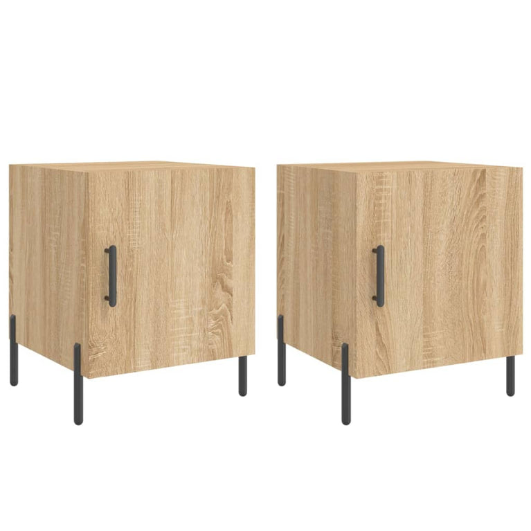 Nachtkastjes 2 st 40x40x50 cm bewerkt hout sonoma eikenkleurig MeubelReus
