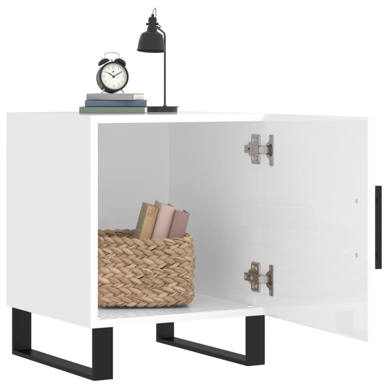 Nachtkastjes 2 st 40x40x50 cm bewerkt hout hoogglans wit MeubelReus