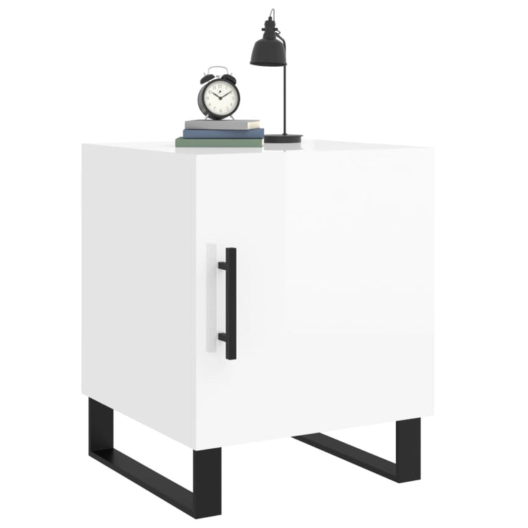 Nachtkastjes 2 st 40x40x50 cm bewerkt hout hoogglans wit MeubelReus