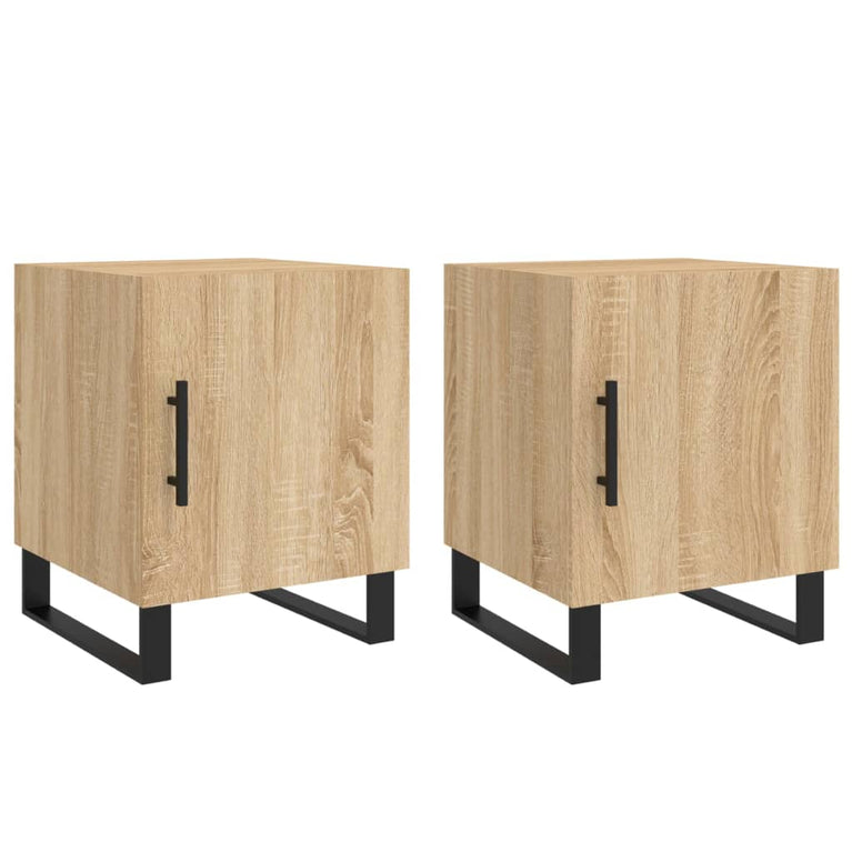 Nachtkastjes 2 st 40x40x50 cm bewerkt hout sonoma eikenkleurig MeubelReus