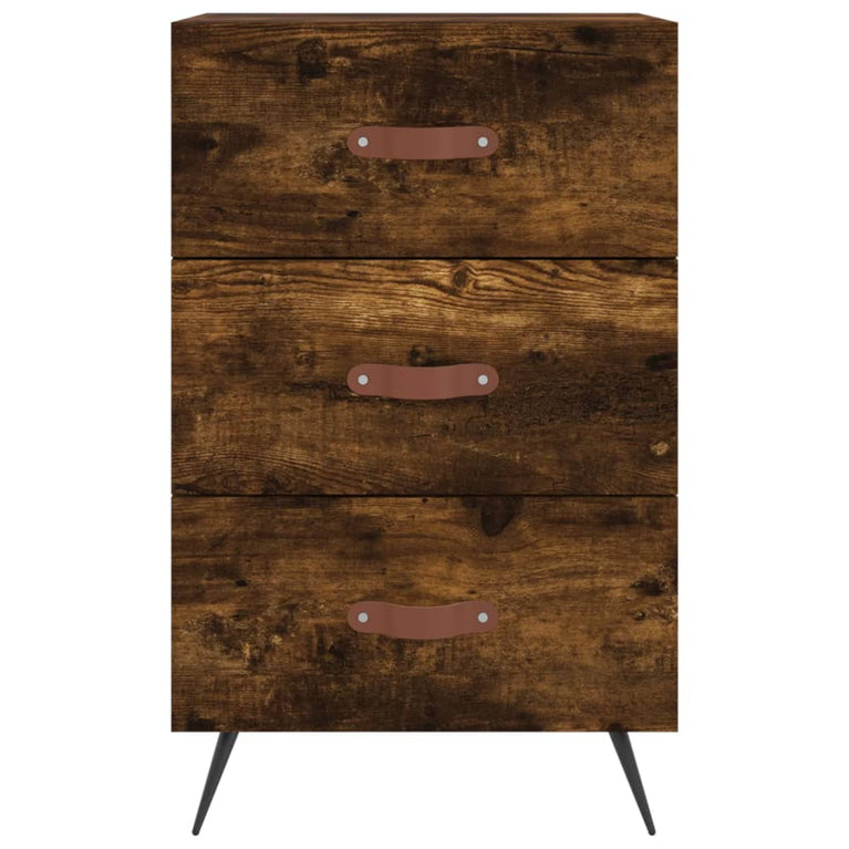 Nachtkastje 40x40x66 cm bewerkt hout gerookt eikenkleurig MeubelReus