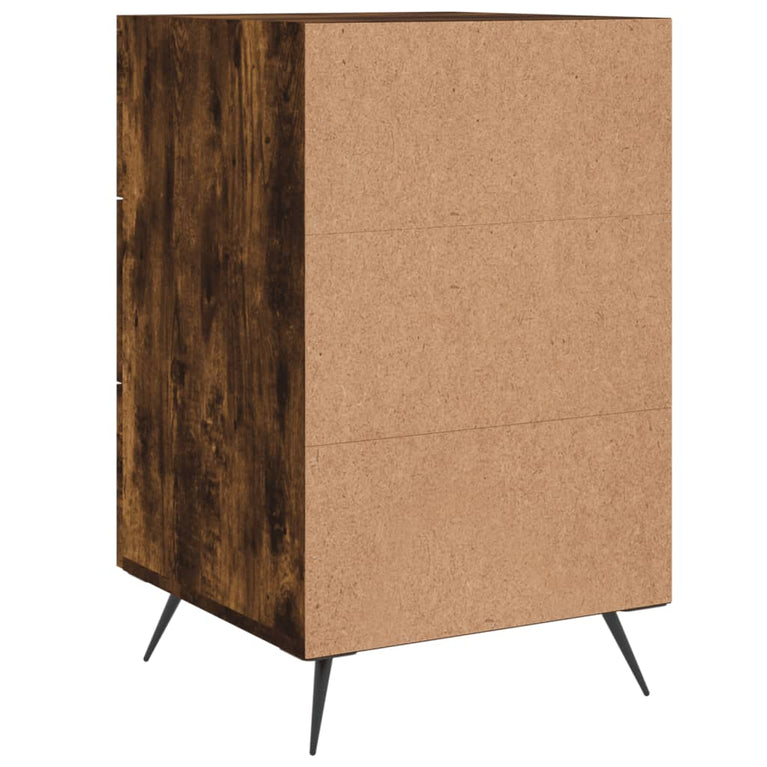 Nachtkastje 40x40x66 cm bewerkt hout gerookt eikenkleurig MeubelReus